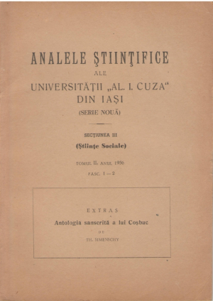 Antologia sanscrita a lui Cosbuc  Analele stiintifice ale Univ. Al. I. Cuza din Iasi, Sectiunea III, Tomul II