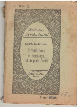 Introducere in sociologia lui Auguste Comte  Biblioteca Semanatorul nr. 102-103