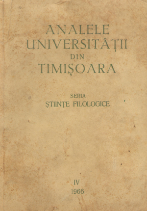 analele universitatii din timisoara seria stiinte filologice IV 1966