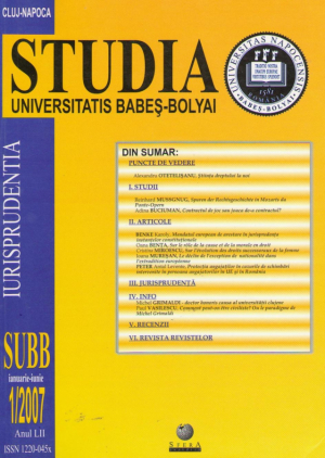STUDIA (Universitatis Babes - Bolyai) nr.1/2007(ianuarie -iunie)
