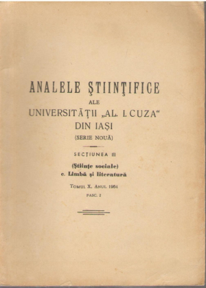 Analele Stiintifice ale Universitatii Al. Ioan Cuza din Iasi. Limba si literatura