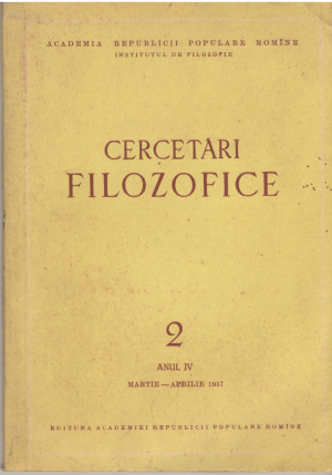 cercetari filozofice nr 2 anul IV martie-aprilie 1957