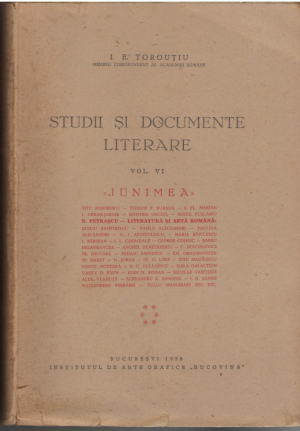 Studii si documente literare  Volumul VI Junimea