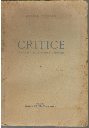 critice realitati si exigente literare volumul I