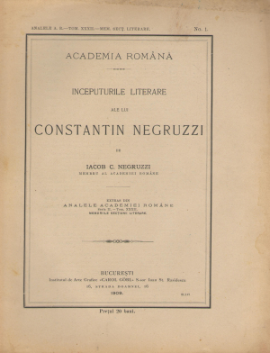 inceputurile literare ale lui constantin negruzzi