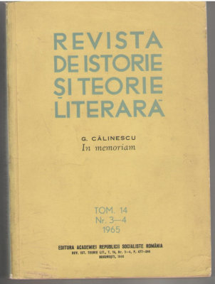 Revista de Istorie si Teorie Literara Tom.14, Nr.3-4, 1965