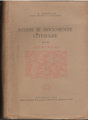 Studii si documente literare  Volumul XI Junimea