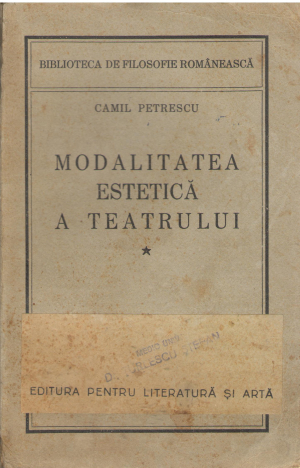 Modalitatea estetica a teatrului principalele concepte despre reprezentatia dramatica si critica lor