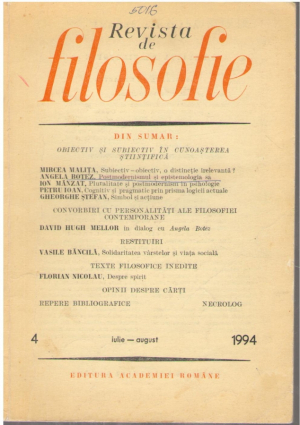 Revista de Filosofie Aparitii vechi numere istorice