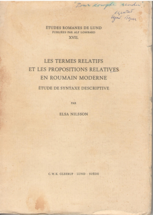 Les termes relatifs et les propositions relatives en Roumain moderne