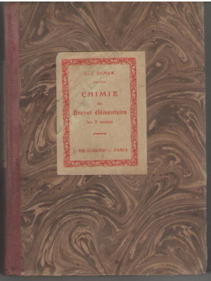 Chimie du Brevet elementaire  les 3 annees  Conforme au programme de 1920 Troisieme edition