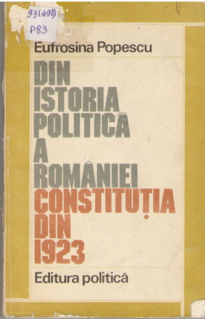 Din istoria politică a României Constituţia din 1923