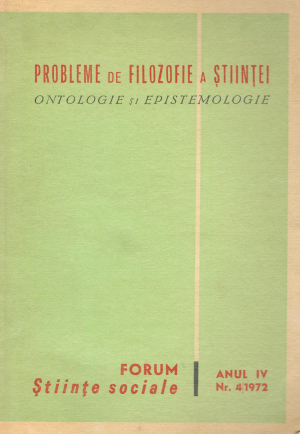 Probleme de filozofie a stiintei ontologie si epistemologie anul iv nr 4