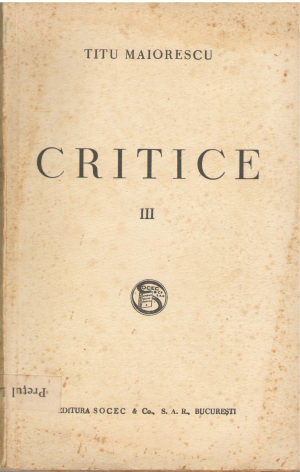 critice 1866-1907 editie completa volumul III