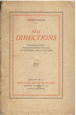 nos directions realisme et poesie notes sur le drame poetique du classicisme sur le vers libre