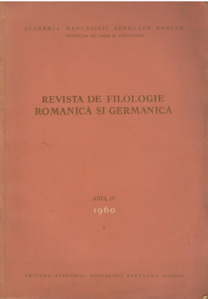 revista de filologie romanica si germanica anul iv 1960 nr.1 210 p.