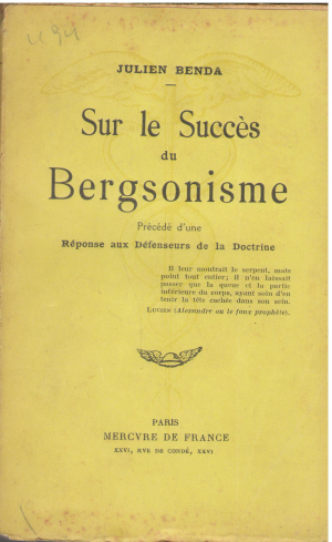 sur le succes du bergonisme precede d'une reponse aux defenseurs de la Doctrine (FILOSOF 1)