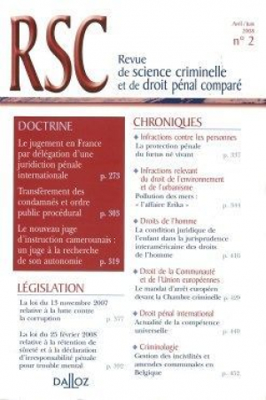 Revue de Science Criminelle et de Droit Penal Compare