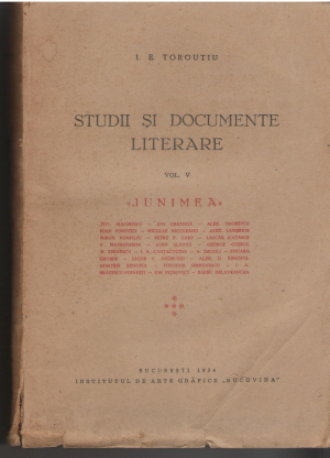 Studii si documente literare  Volumul V Junimea