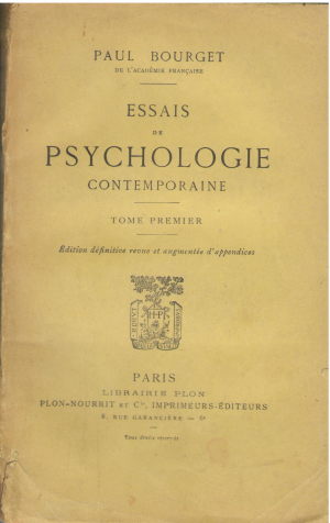 Essais de psychologie contemporaine Tome premier