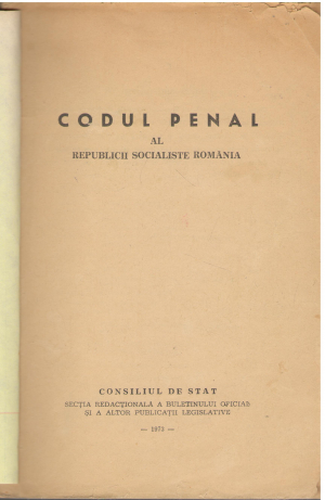 codul penal al republicii socialiste romania