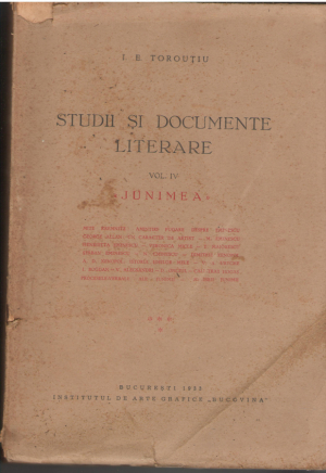 Studii si documente literare  Volumul IV Junimea