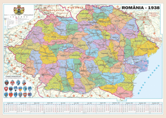 Harta Romania Mare 1938  70x100
