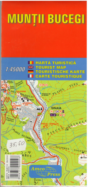 Muntii Bucegi harta turistica  tourist map 1:45000