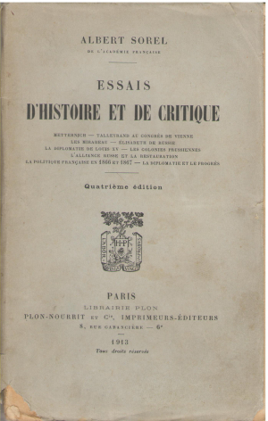 Essais D`histoire et de critique