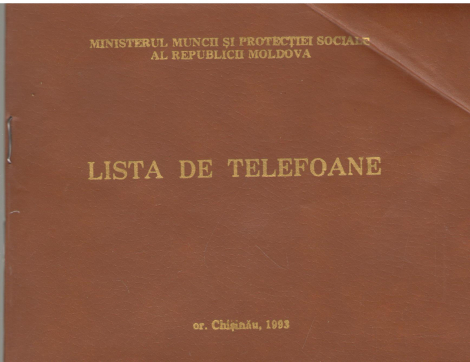 lista numerelor de telefoane ale organizatiilor, institutiilor si interprinderilor din sistemul ministerului conform starii de la 01.03.1993