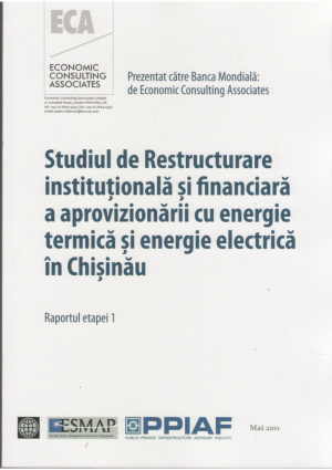 Studiul de restructurare institutionala si financiara a aprovizionarii cu energie termica si energie electrica in Chisinau Raportul etapei I si II