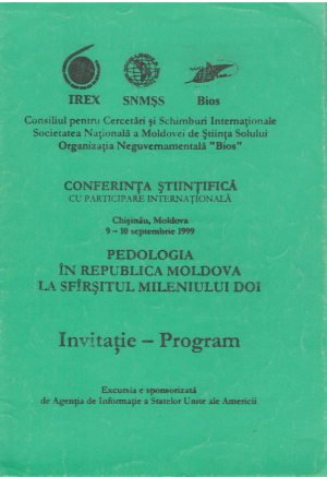 conferinta stiintifica cu participare internationala 9-10 septembrie 1999 pedologia in republica moldova la sfarsitul mileniului doi invitatie program