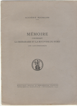 Memoire concernant la Bessarabie et la Bucovine du Nord  avec 1 carte ethnographique
